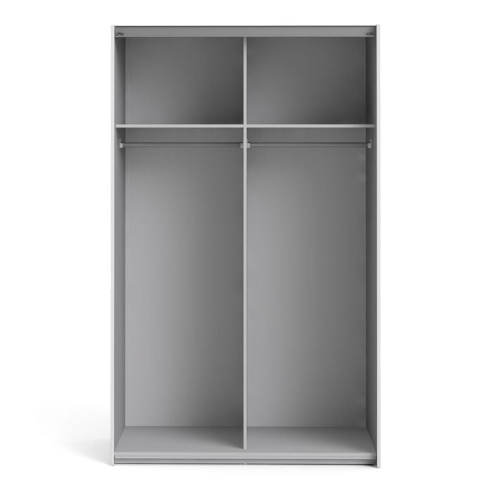 Verona Sliding Wardrobe 120cm in White with Oak Doors with 2 Shelves - UK