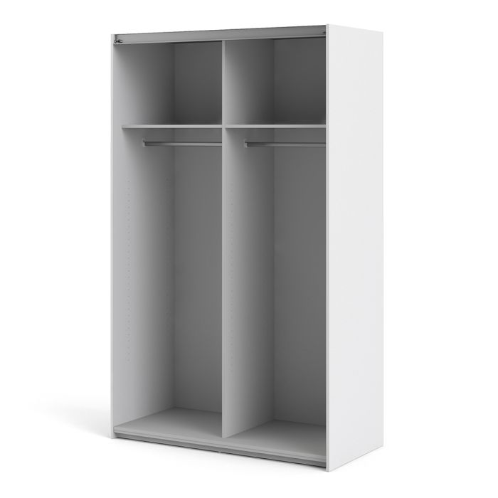 Verona Sliding Wardrobe 120cm in White with Oak Doors with 2 Shelves - UK