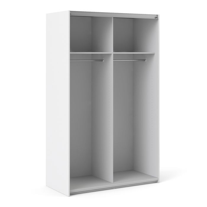 Verona Sliding Wardrobe 120cm in White with White Doors with 2 Shelves - UK