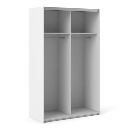 Verona Sliding Wardrobe 120cm in White with White Doors with 2 Shelves - UK