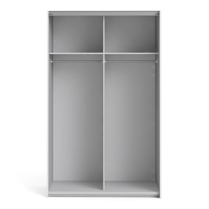 Verona Sliding Wardrobe 120cm in White with White Doors with 2 Shelves - UK