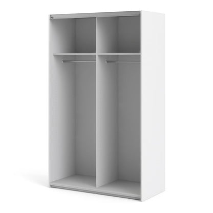 Verona Sliding Wardrobe 120cm in White with White Doors with 2 Shelves - UK