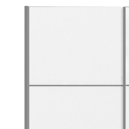 Verona Sliding Wardrobe 120cm in White with White Doors with 5 Shelves - UK