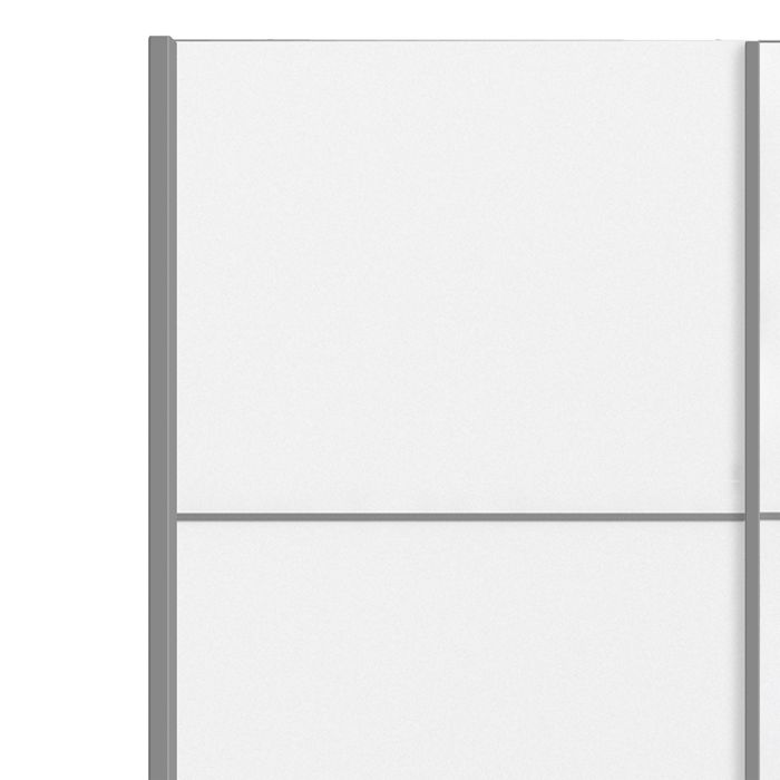 Verona Sliding Wardrobe 120cm in White with White Doors with 5 Shelves - UK