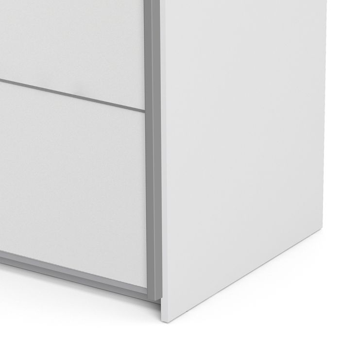 Verona Sliding Wardrobe 120cm in White with White Doors with 5 Shelves - UK