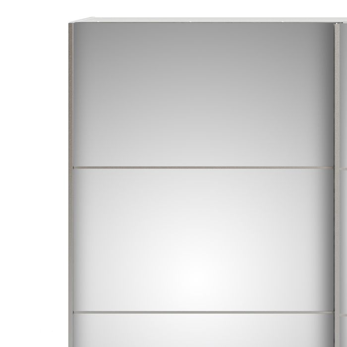 Verona Sliding Wardrobe 180cm in White with Mirror Doors with 2 Shelves - UK