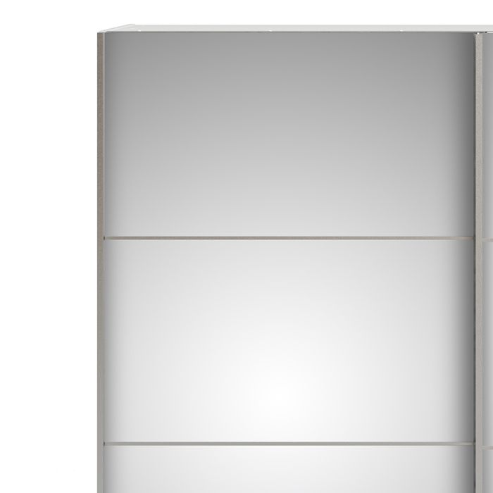 Verona Sliding Wardrobe 180cm in White with Mirror Doors with 5 Shelves - UK