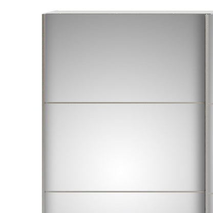 Verona Sliding Wardrobe 180cm in White with Mirror Doors with 5 Shelves - UK