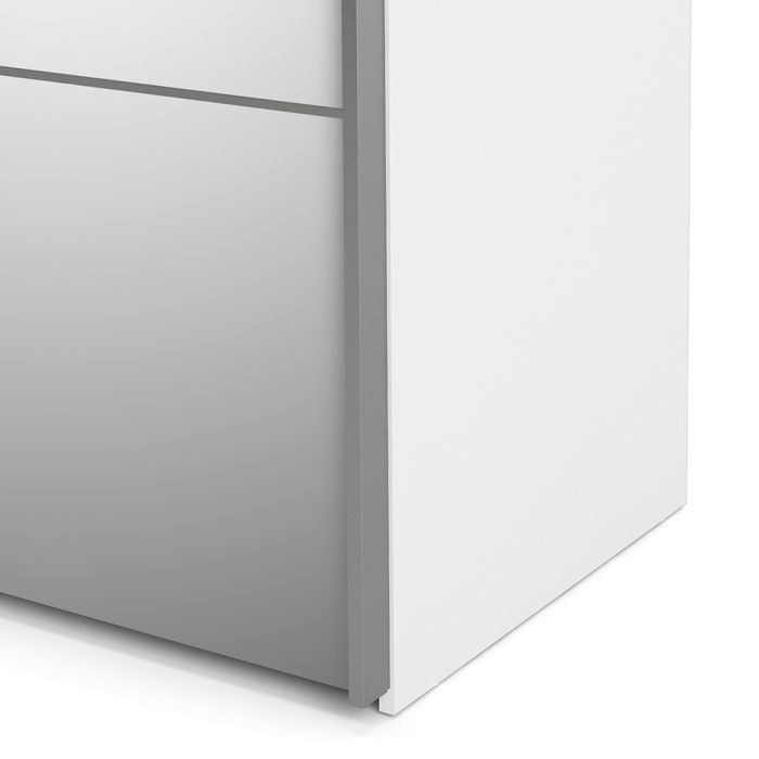 Verona Sliding Wardrobe 180cm in White with Mirror Doors with 5 Shelves - UK
