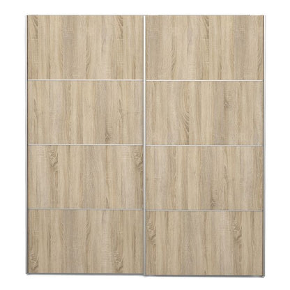 Verona Sliding Wardrobe 180cm in White with Oak Doors with 2 Shelves - UK