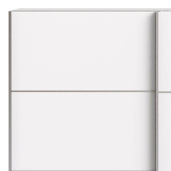 Verona Sliding Wardrobe 180cm in White with White Doors with 2 Shelves - UK