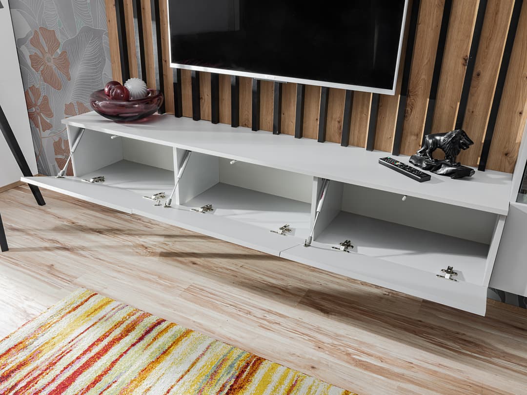 Verti Wooden TV Entertainment Unit in Pearl Grey & Oak Artisan