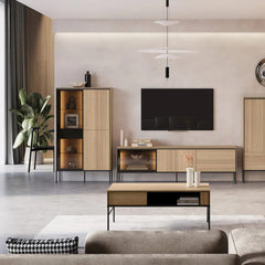 Visso Sideboard with 2 Doors 2 Drawers in Oak Linear - 167cm