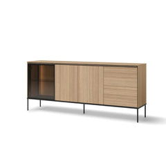 Visso Sideboard with 3 Doors 2 Drawers in Oak Linear - 201cm