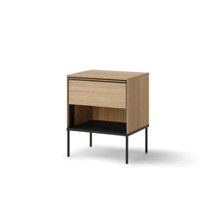 Visso Wooden Bedside Cabinet with 1 Drawer in Oak Linear