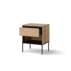 Visso Wooden Bedside Cabinet with 1 Drawer in Oak Linear