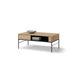 Visso Wooden Coffee Table with 1 Shelf in Oak Linear