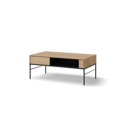 Visso Wooden Coffee Table with 1 Shelf in Oak Linear