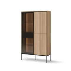 Visso Wooden Display Cabinet with 3 Doors 1 Drawer in Oak Linear