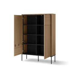 Visso Wooden Highboard with 2 Doors in Oak Linear