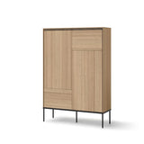 Visso Wooden Highboard with 2 Doors in Oak Linear