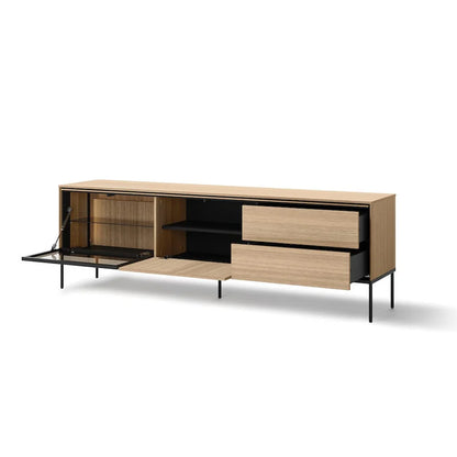 Visso Wooden Large TV Stand with 2 Doors 2 Drawers in Oak Linear