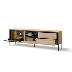 Visso Wooden Large TV Stand with 2 Doors 2 Drawers in Oak Linear