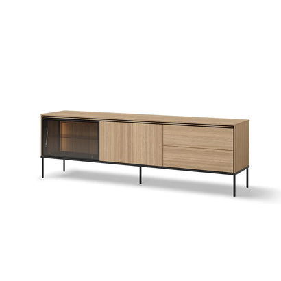 Visso Wooden Large TV Stand with 2 Doors 2 Drawers in Oak Linear