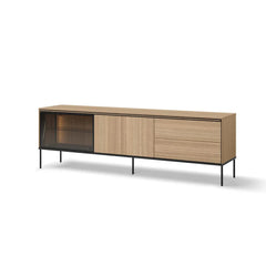 Visso Wooden Large TV Stand with 2 Doors 2 Drawers in Oak Linear
