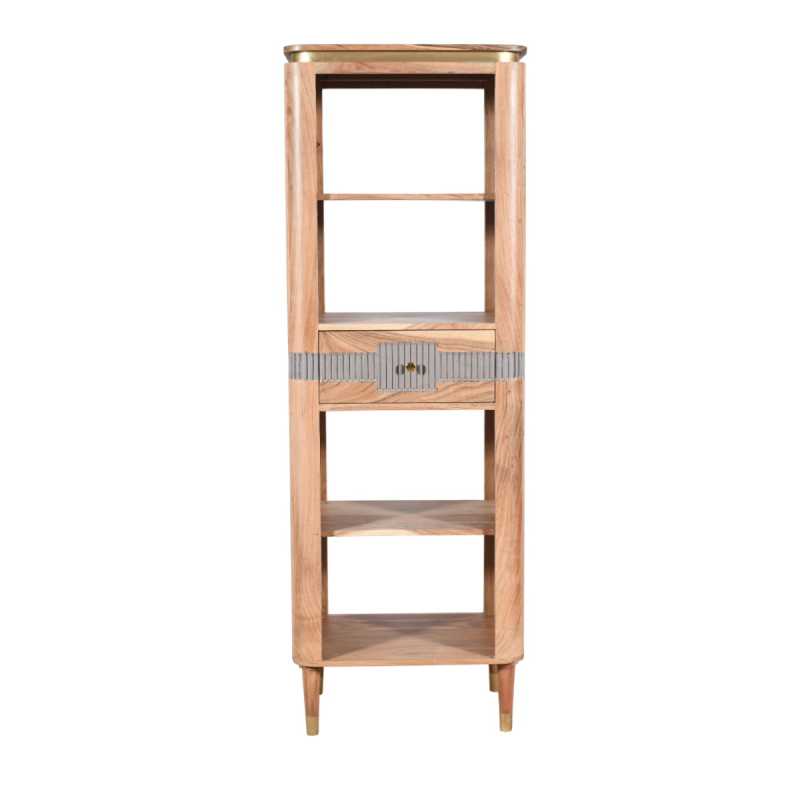 Wilton 1 Drawers Slim Bookcase in Acacia Wood - UK