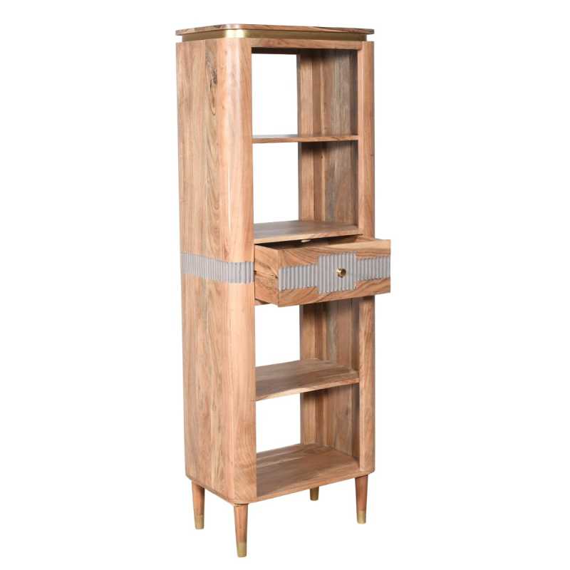 Wilton 1 Drawers Slim Bookcase in Acacia Wood - UK