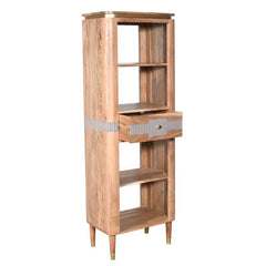 Wilton 1 Drawers Slim Bookcase in Acacia Wood - UK - Furniture One Shop