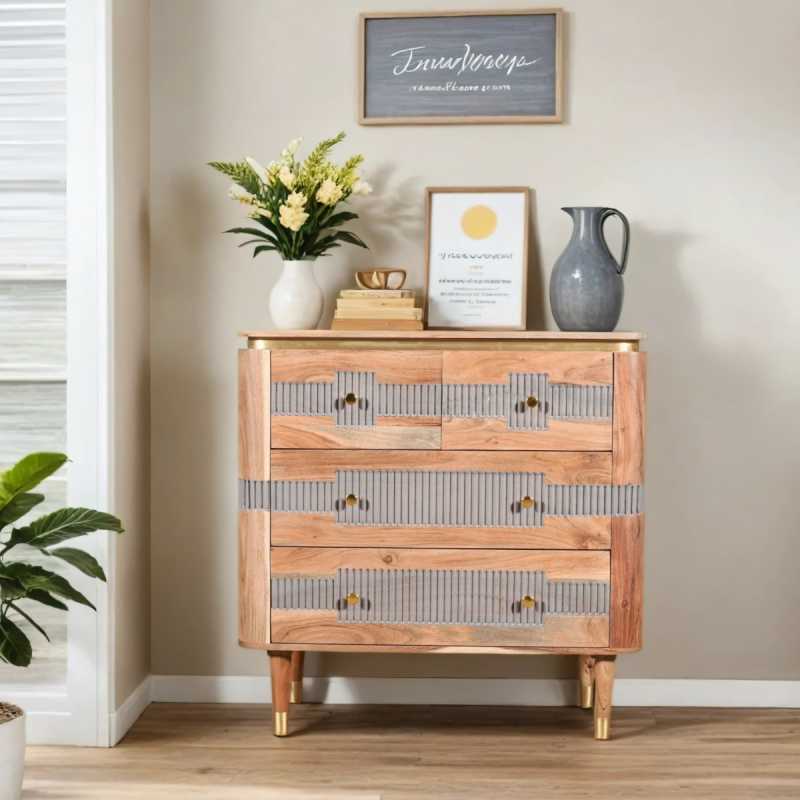 Wilton 4 Drawers Chest In Acacia Wood - UK