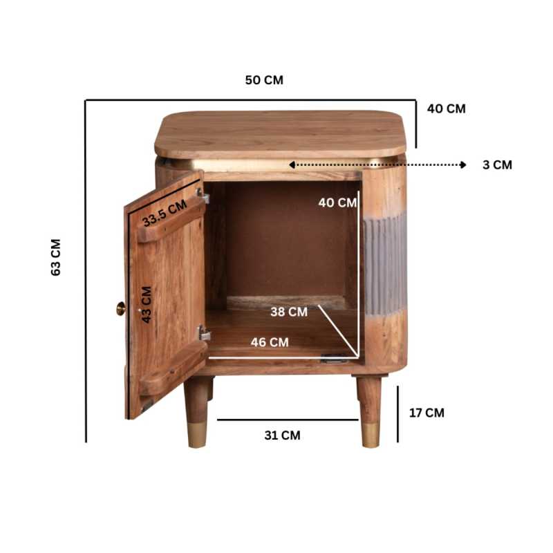 Wilton Bedside Table In Acacia Wood - UK