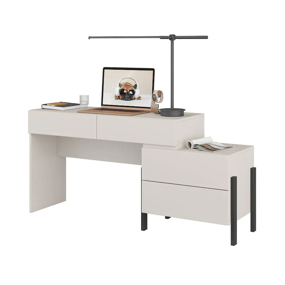 Yukon Wooden Dressing Table with 4 Drawers in Cashmere - 143cm