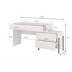 Yukon Wooden Dressing Table with 4 Drawers in Cashmere - 143cm