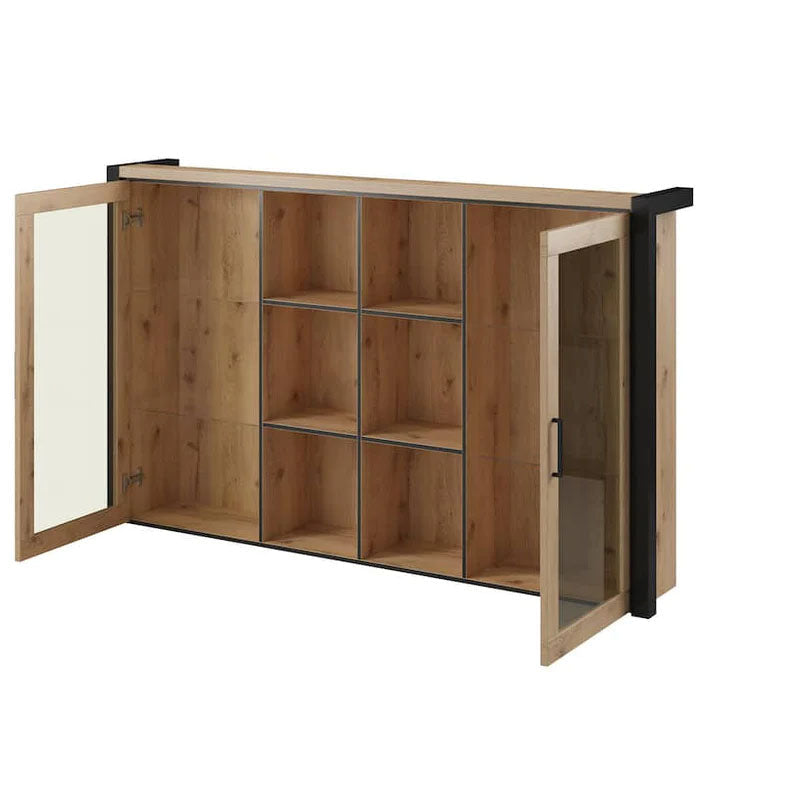 Aktiv Wooden 2 Door 6 Shelves Hutch in Oak for Sideboard