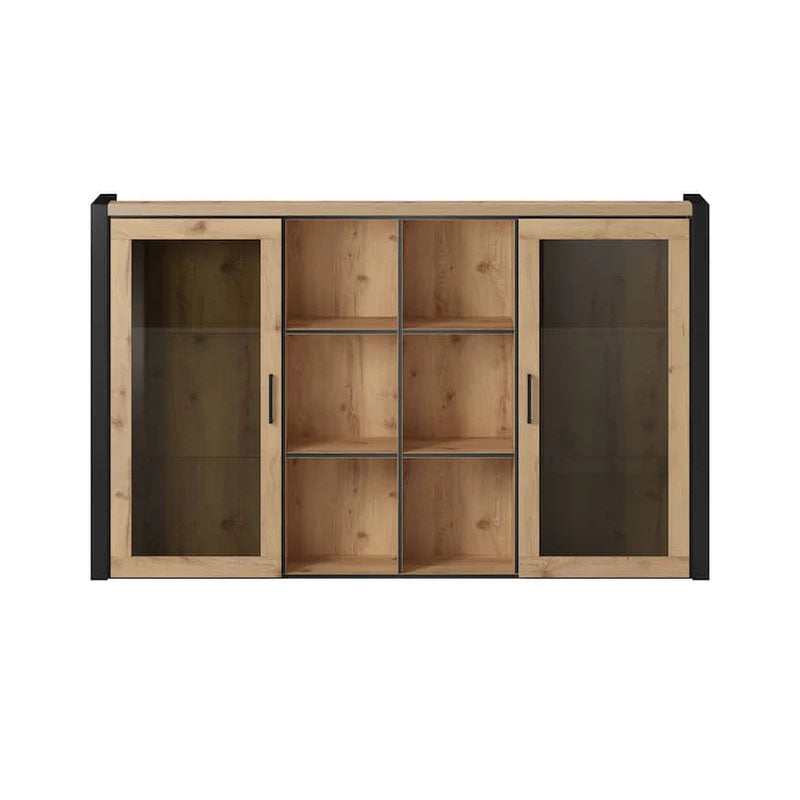 Aktiv Wooden 2 Door 6 Shelves Hutch in Oak for Sideboard