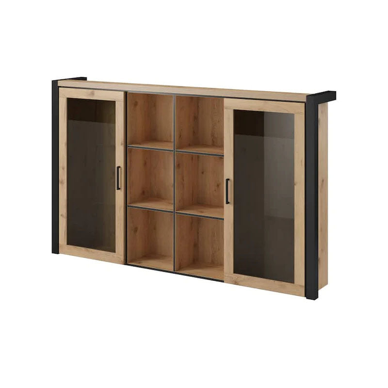 Aktiv Wooden 2 Door 6 Shelves Hutch in Oak for Sideboard