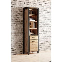 Aktiv Wooden Tall Display Cabinet in Oak Taurus - Furniture One Shop
