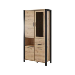 Aktiv Large Wooden Tall Display Cabinet in Oak - Furniture One Shop