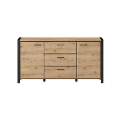 Aktiv Small Wooden 2 Door 3 Drawers Sideboard in Oak - Furniture One Shop
