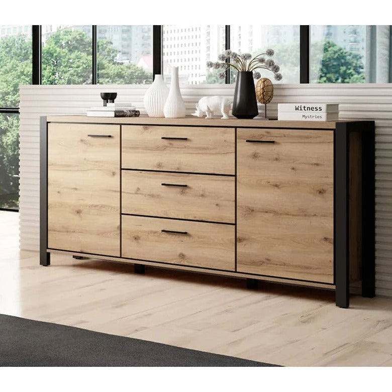 Aktiv Small Wooden 2 Door 3 Drawers Sideboard in Oak