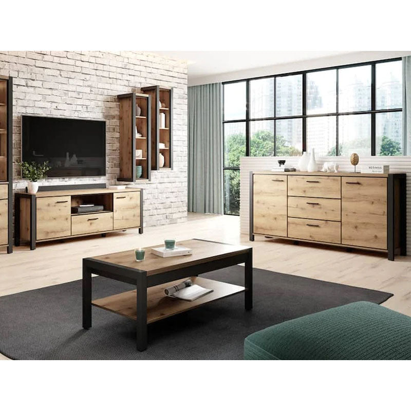 Aktiv Small Wooden 2 Door 3 Drawers Sideboard in Oak