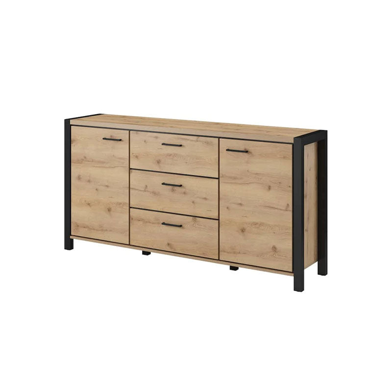 Aktiv Small Wooden 2 Door 3 Drawers Sideboard in Oak - Furniture One Shop