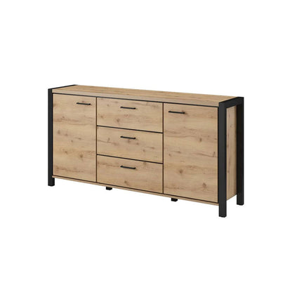 Aktiv Small Wooden 2 Door 3 Drawers Sideboard in Oak - Furniture One Shop