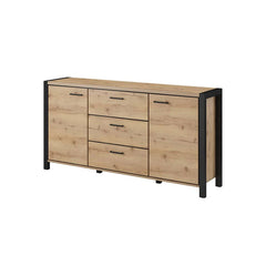 Aktiv Small Wooden 2 Door 3 Drawers Sideboard in Oak - Furniture One Shop