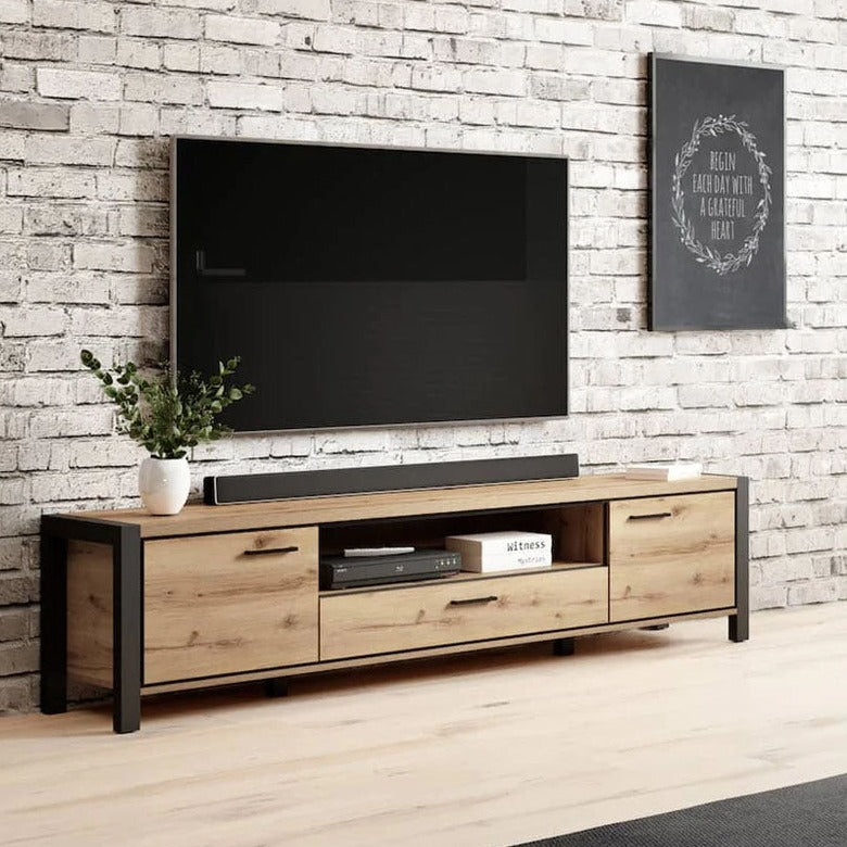 Aktiv Large Wooden TV Stand in Oak - 210cm