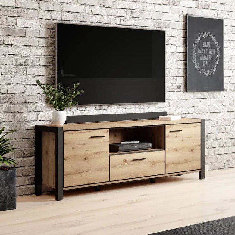 Aktiv Small Wooden TV Stand in Oak - 180cm