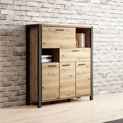 Aktiv Large Wooden Storage Cabinet in Oak - Furniture One Shop